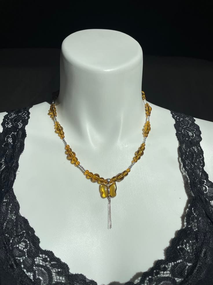 Amber Butterfly Necklace