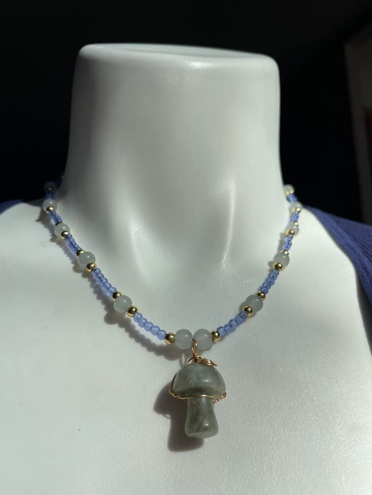 Flourite Mushroom Necklace