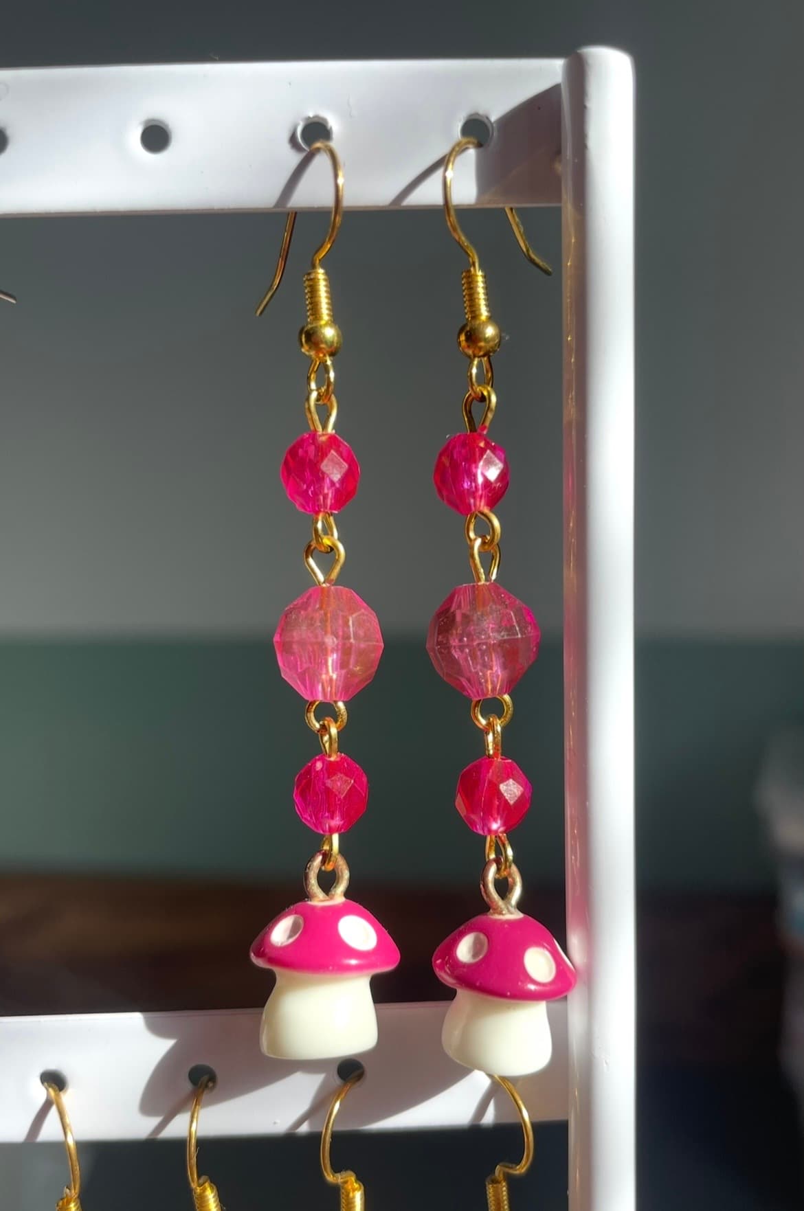 Pink Mushroom Earrings