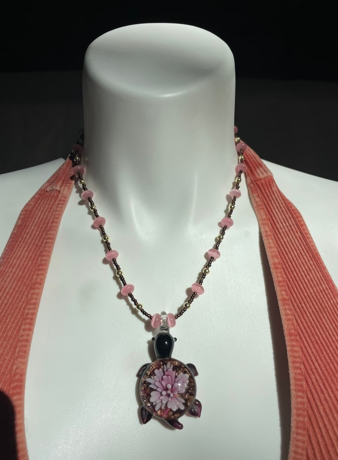 Rosy Reef Turtle Necklace