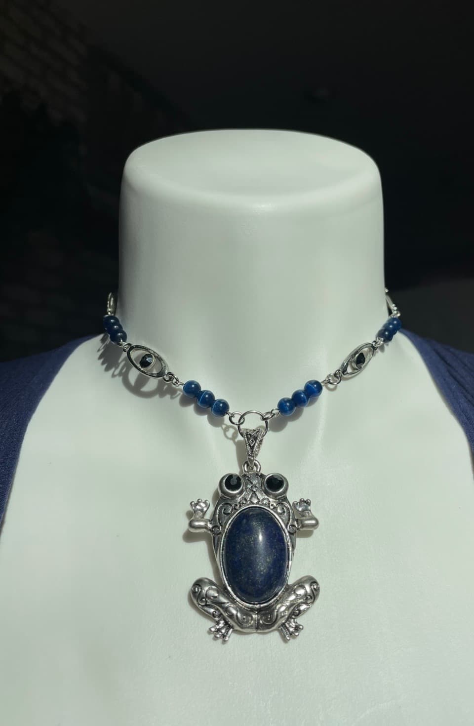 Sodalite Third-Eye Frog Necklace