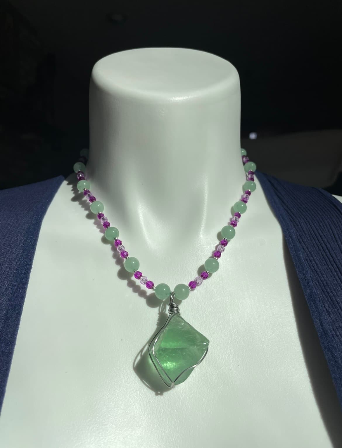 Green Fluorite Crystal Necklace
