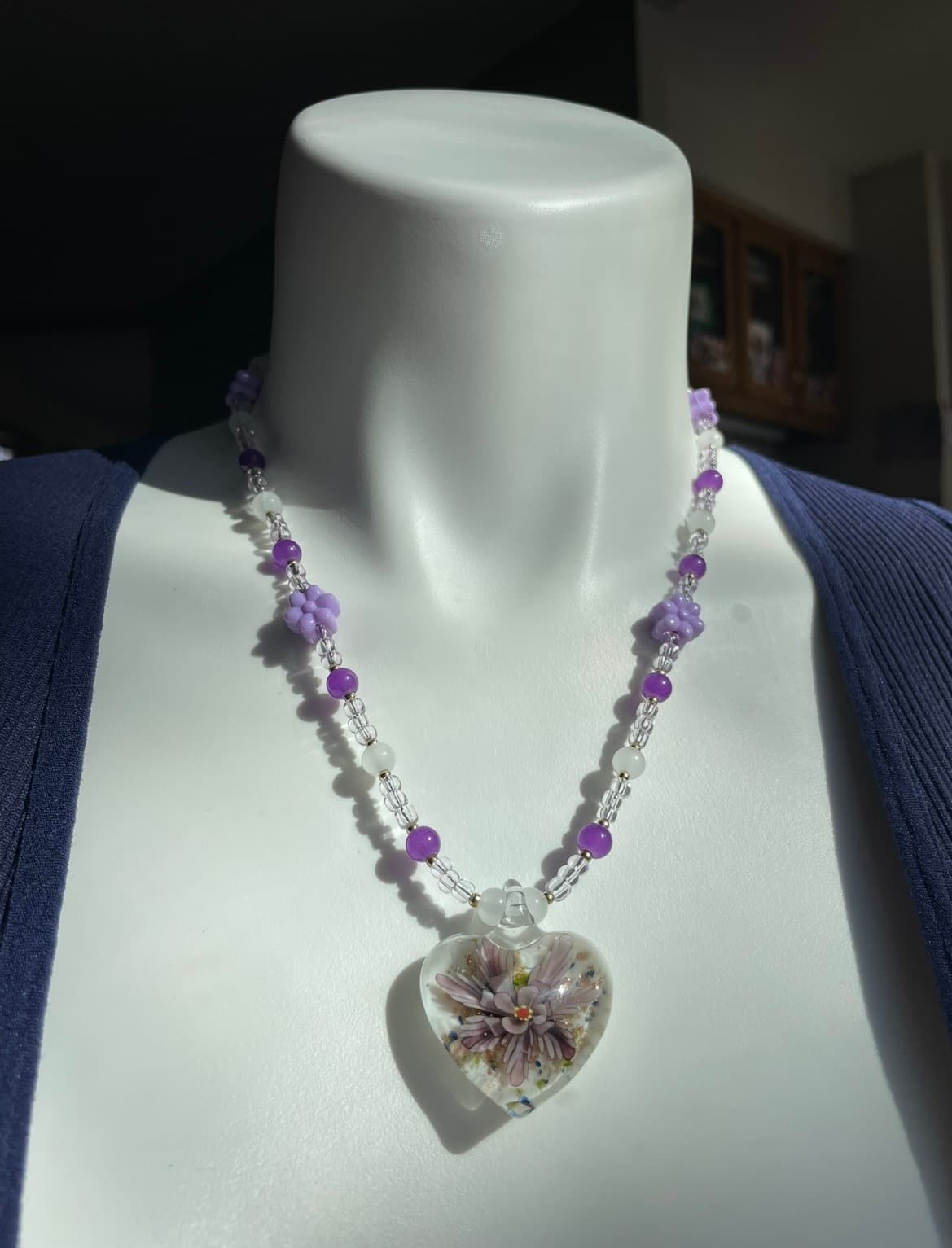 Lavender Garden Heart Necklace