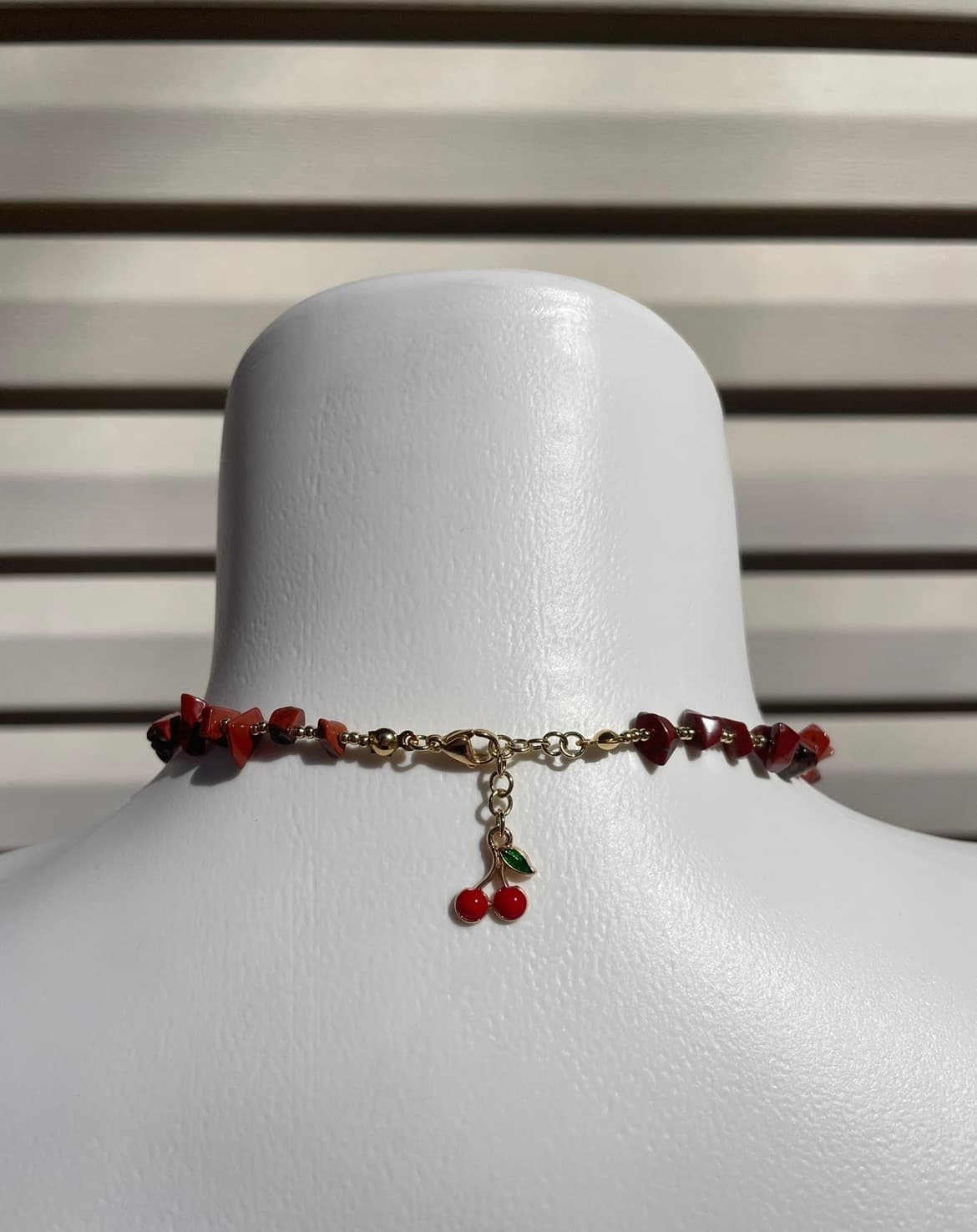 Red Jasper Mushroom Necklace detail 4