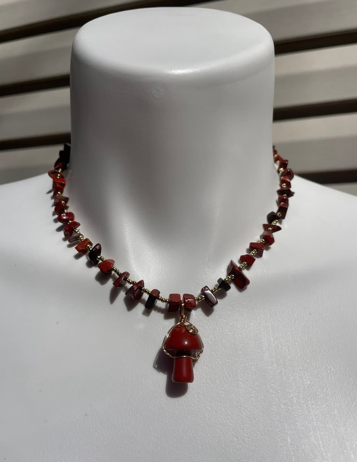 Red Jasper Mushroom Necklace
