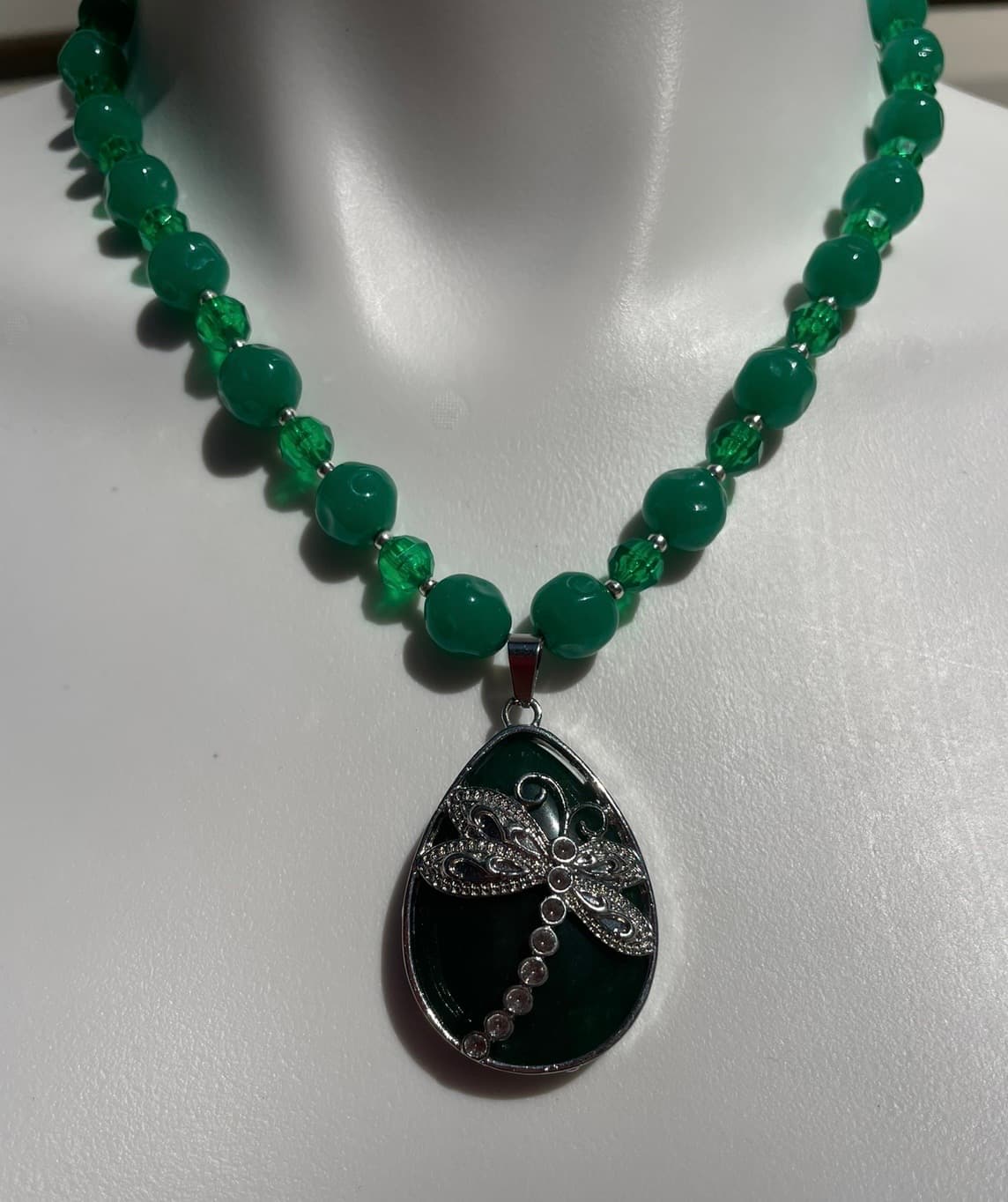 Green Aventurine Dragonfly Necklace detail 3