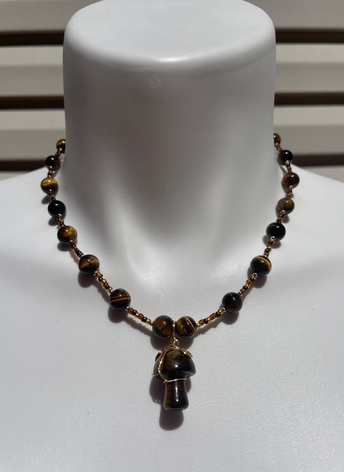 Tigers Eye Mushroom Necklace