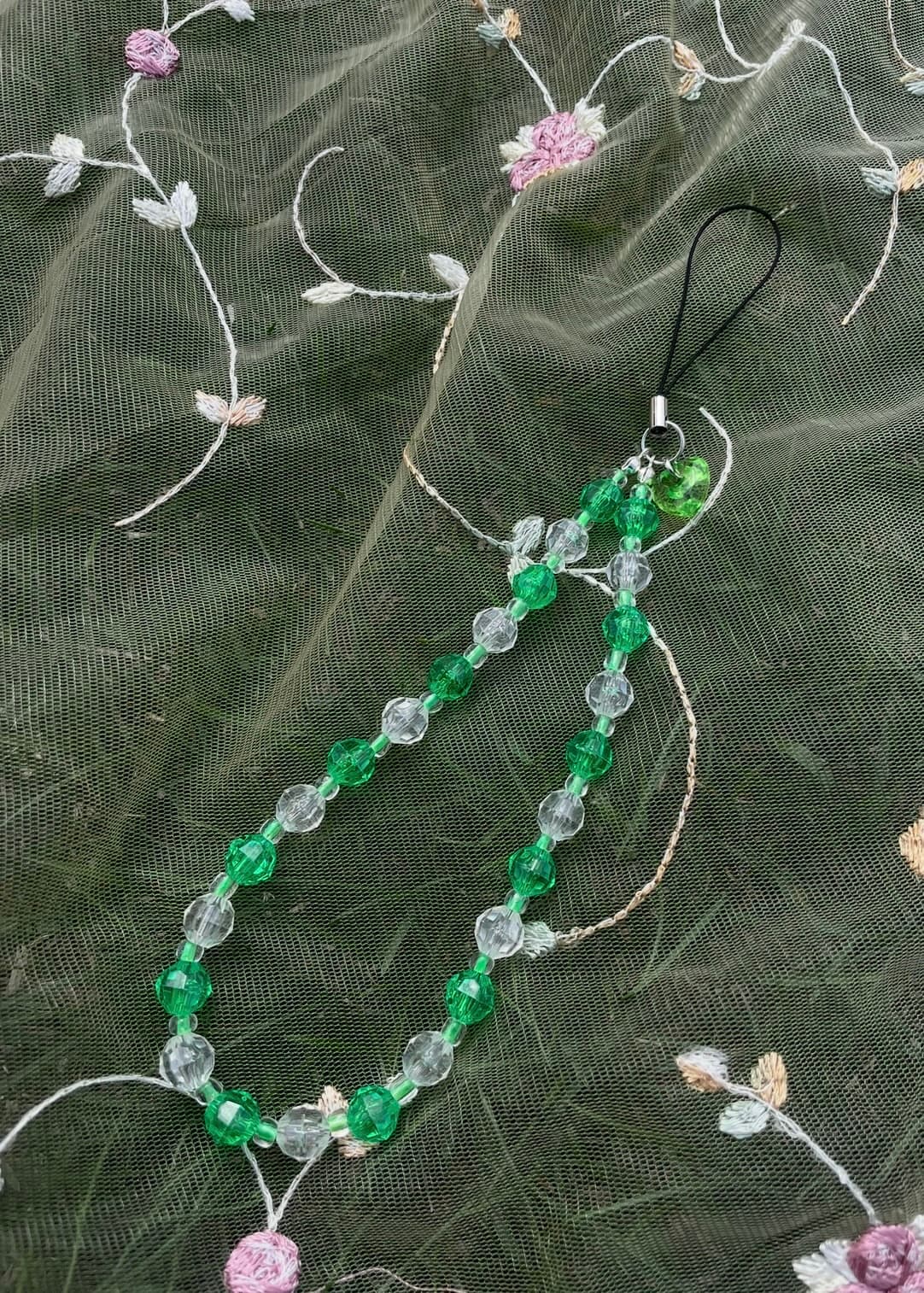 Green Disco Heart Phone Charm