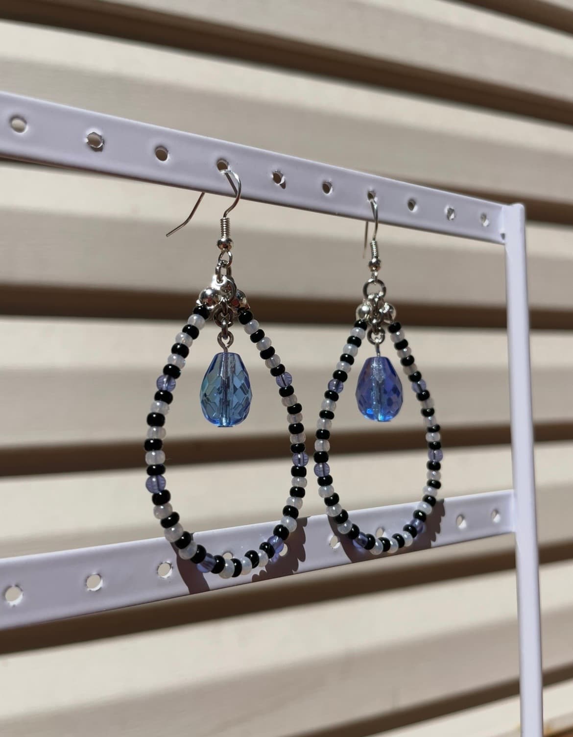 Blue Zebra Dangly Earrings