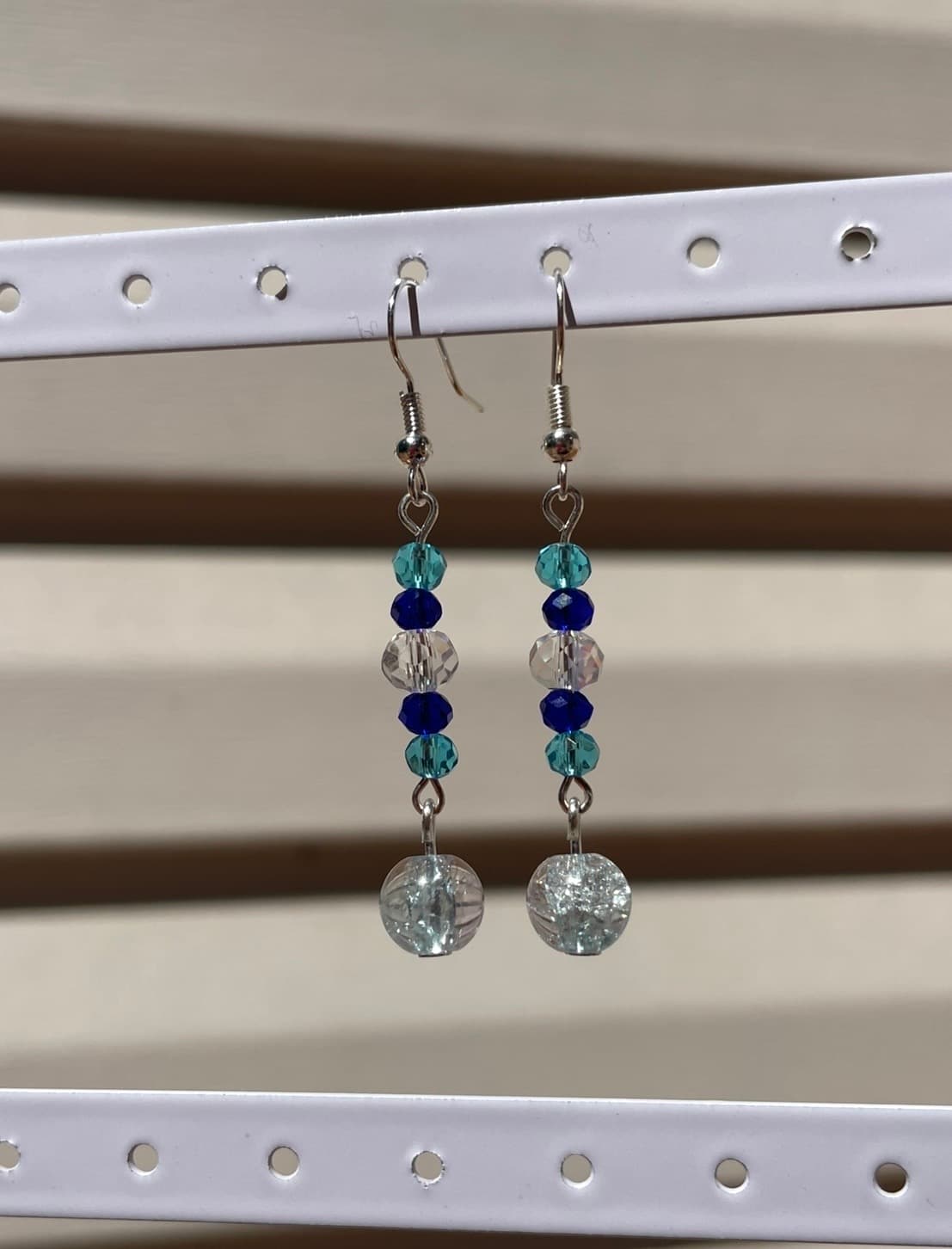 Blue Crystal Ball Earrings