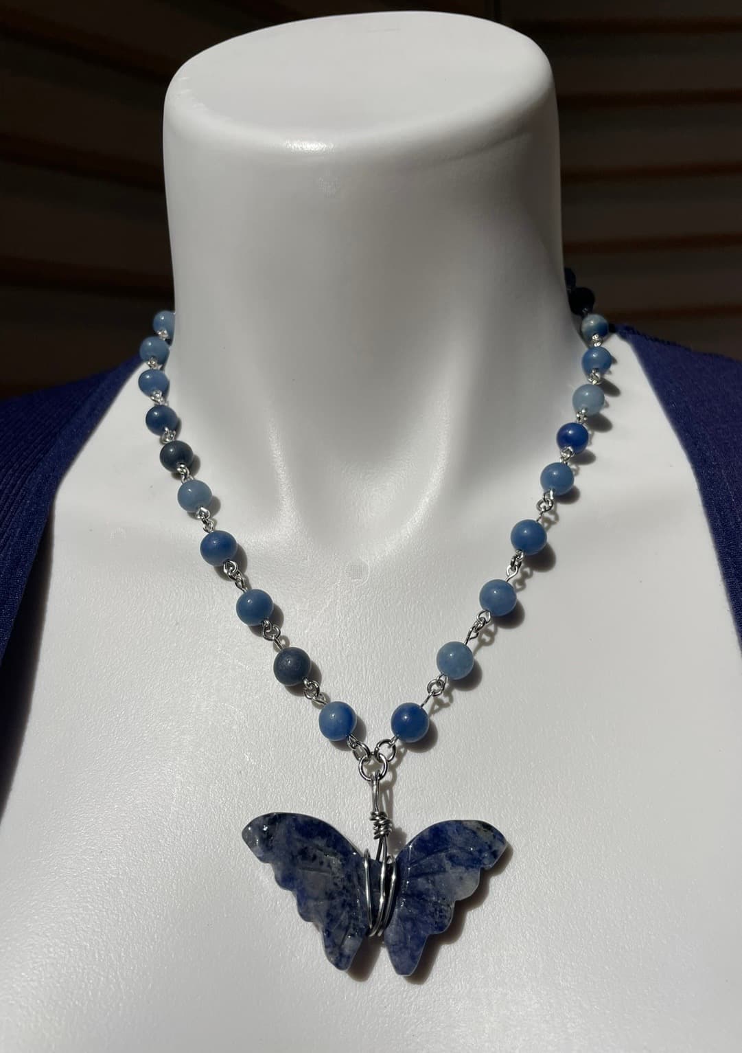 Sodalite Crystal Butterfly Necklace