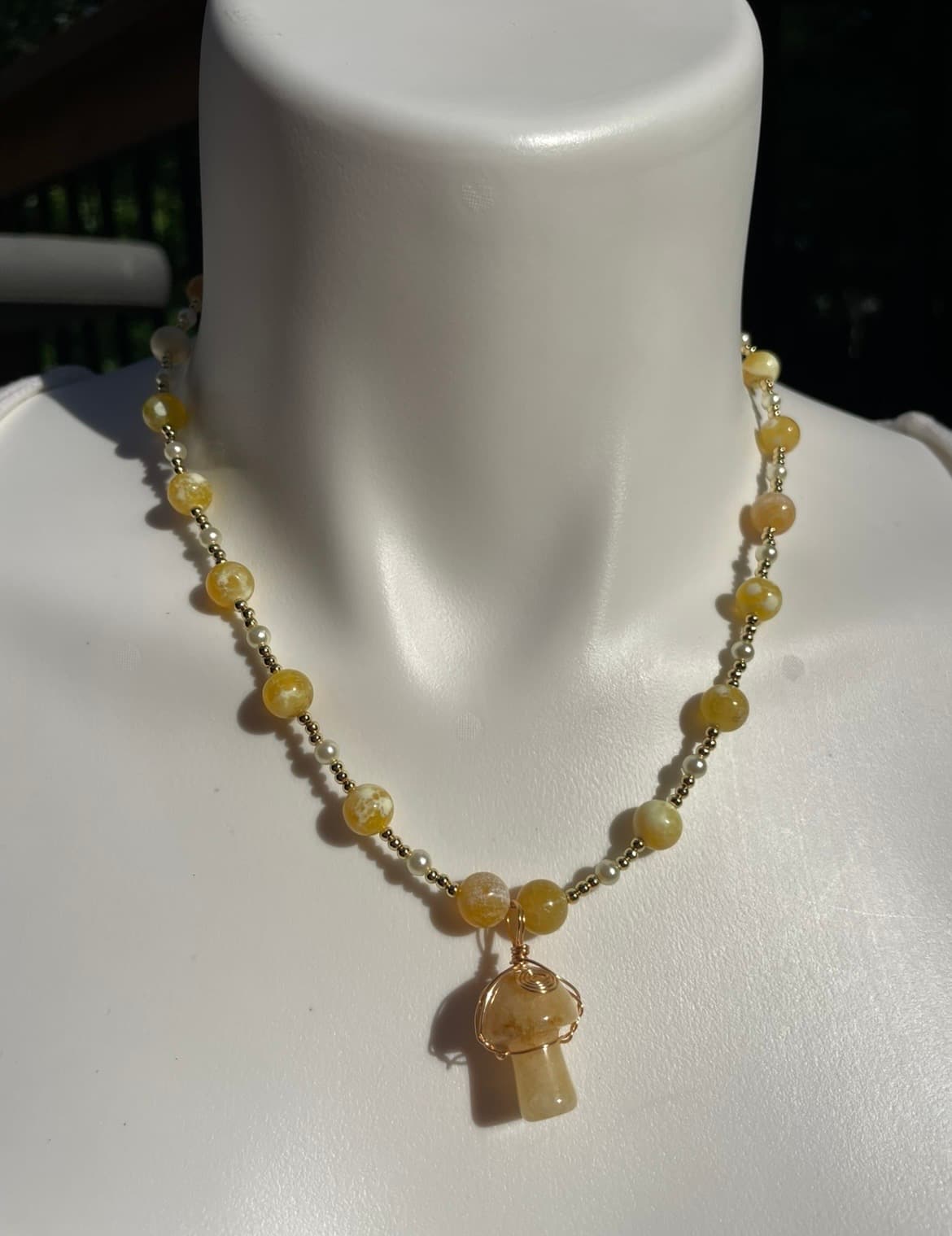 All Calcite Mushroom Necklace