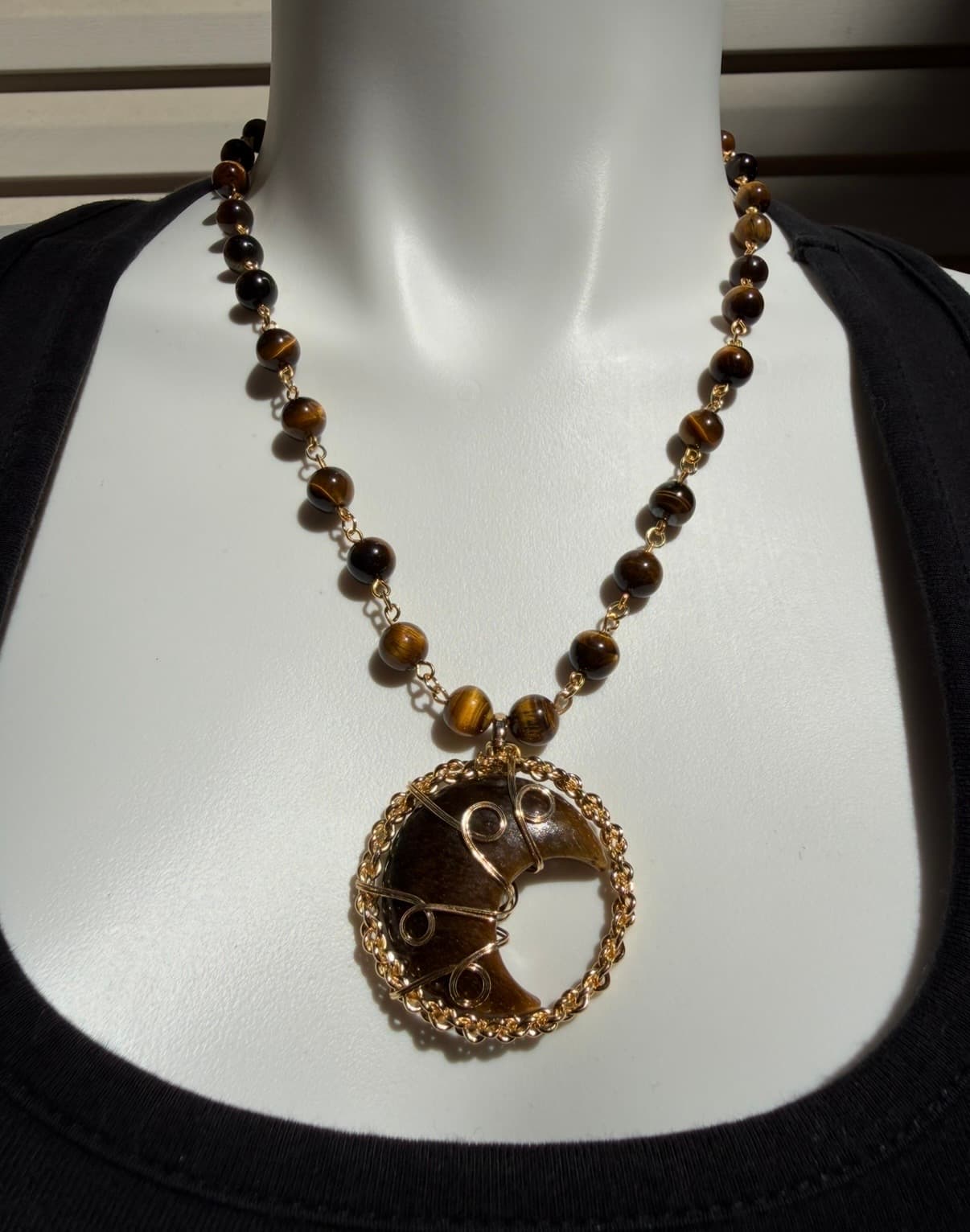 Tigers Eye Moon Necklace detail 2